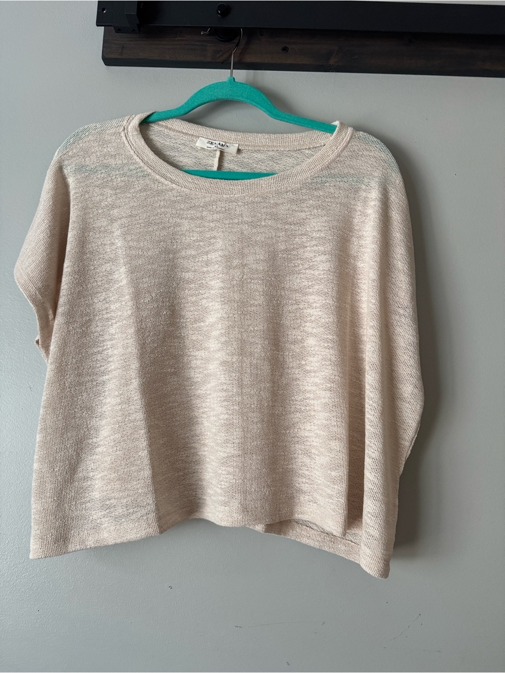 Zenana Outfitters Light Beige Oversuzed Short Sleeve Tee